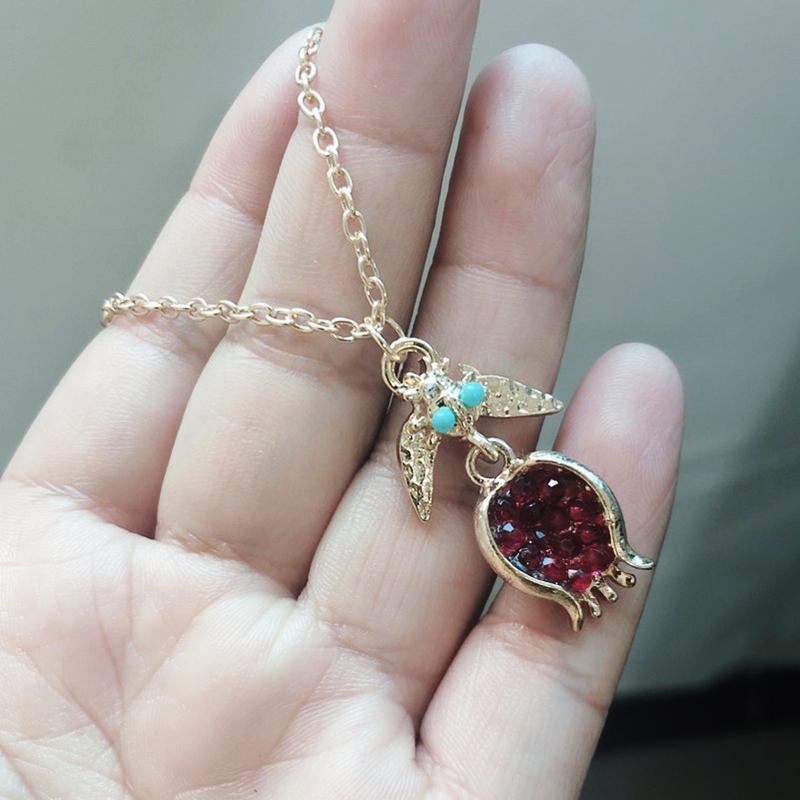 Women's Golden Pomegranate Fashion Necklace & Earrings