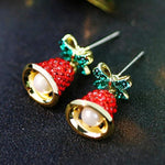 Load image into Gallery viewer, Ladies Christmas Bow Wind Chime Diamond Earrings
