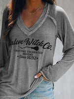 Load image into Gallery viewer, Women&#39;s Halloween Salem Witch Co Print V-neck Top
