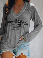 Load image into Gallery viewer, Women&#39;s Halloween Salem Witch Co Print V-neck Top
