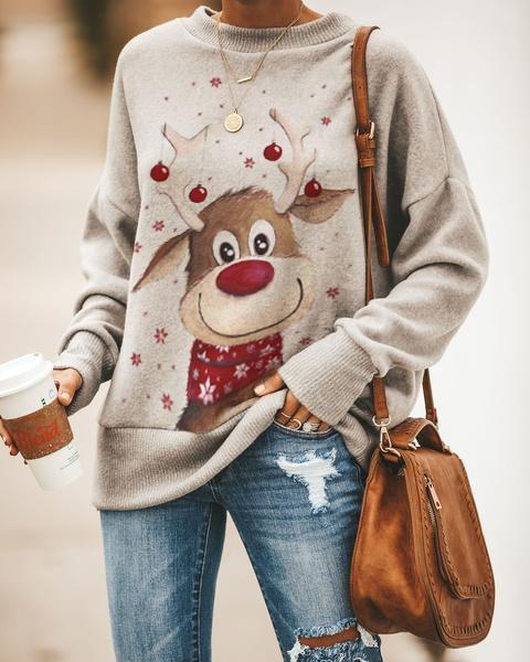 Women's Christmas Elk Print Sweatshirt