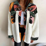 Load image into Gallery viewer, Fashion pocket printing stitching lambswool jacket
