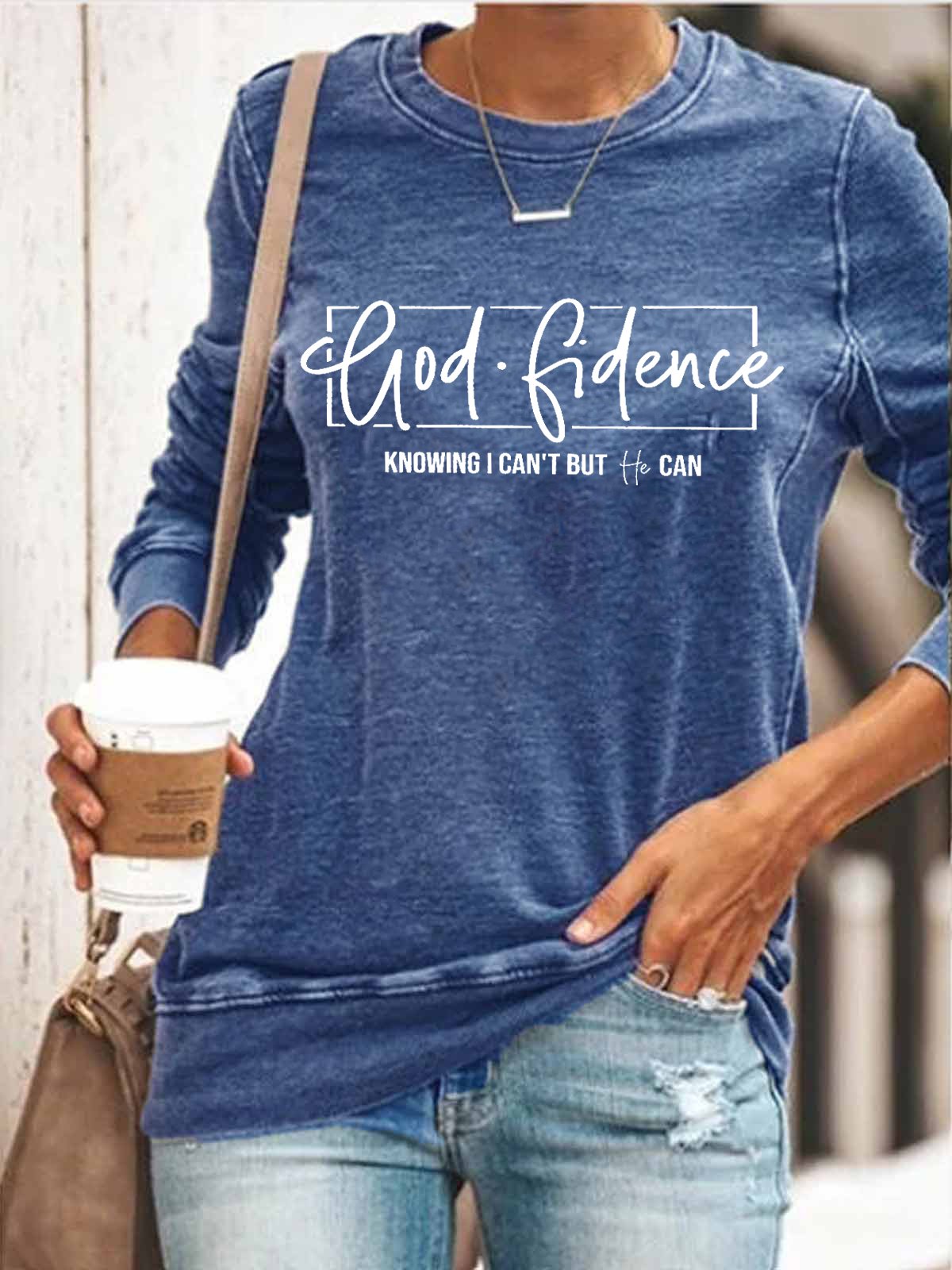 Women's Godfidence Knowing I Can't But He Can Casual Shirt