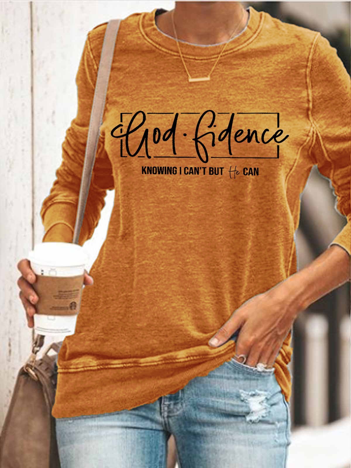 Women's Godfidence Knowing I Can't But He Can Casual Shirt