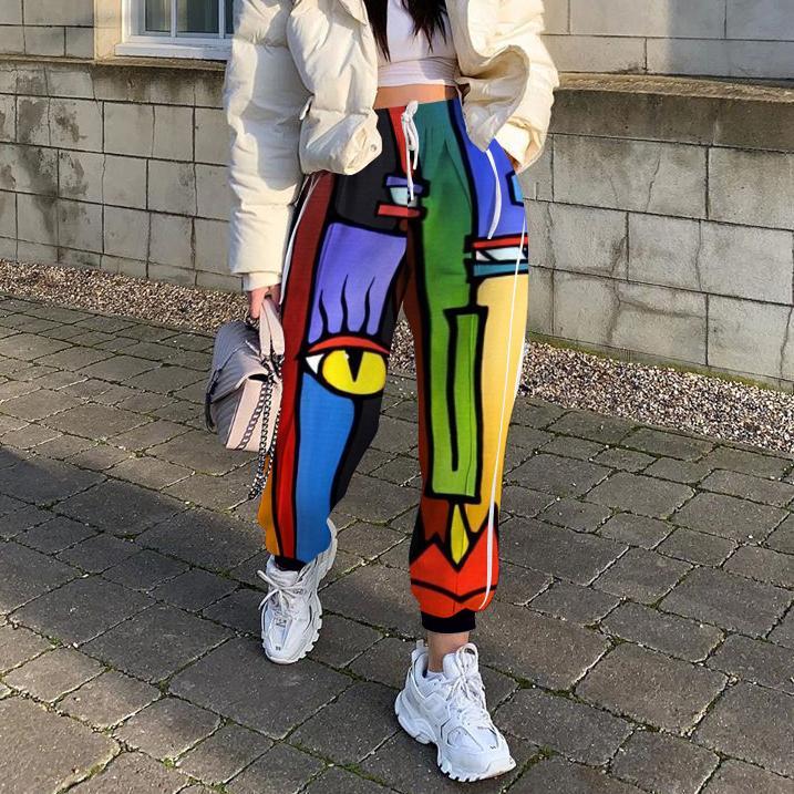 Ladies Fashion European and American Printed Casual Pants