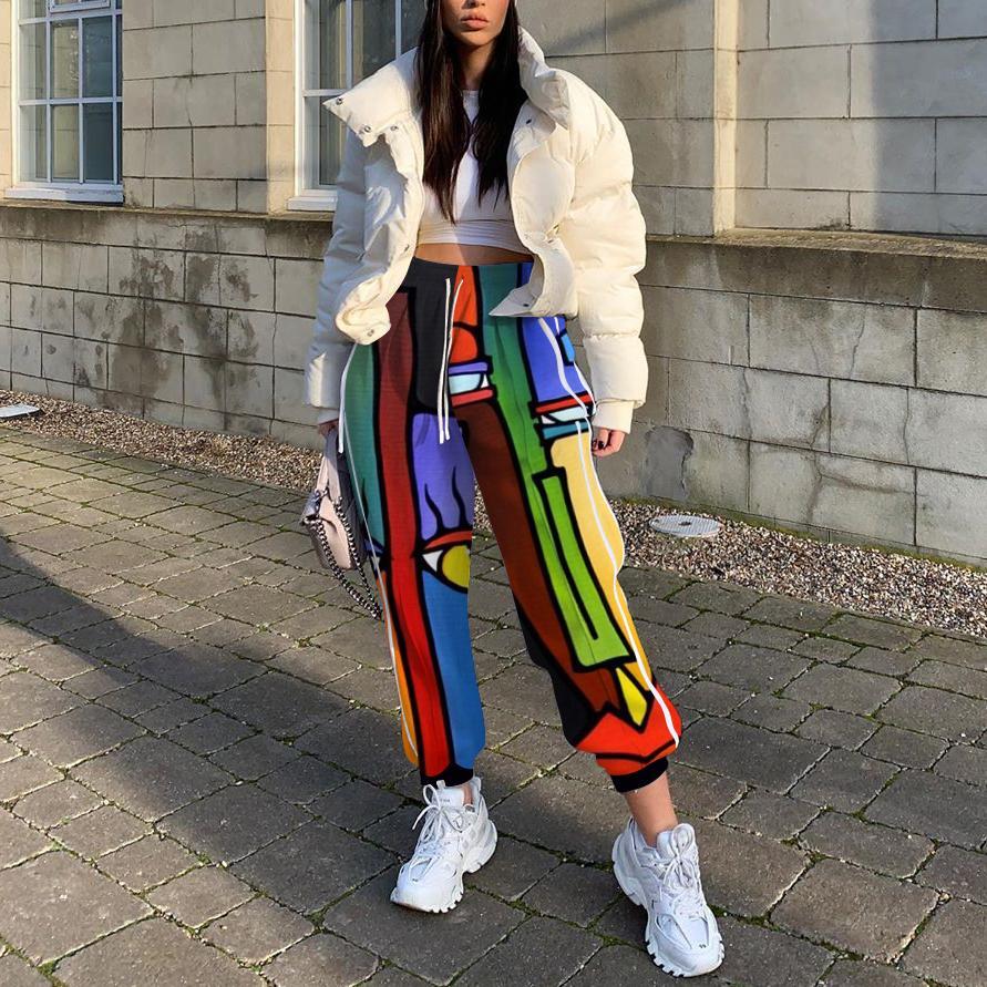 Ladies Fashion European and American Printed Casual Pants