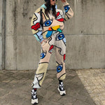 Load image into Gallery viewer, Ladies autumn and winter European and American printing suit
