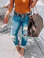 Load image into Gallery viewer, Women&#39;s Cute Snowman Face Printed Casual Jeans
