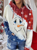 Load image into Gallery viewer, Women&#39;s Cute Snowman Face Print Hoodie
