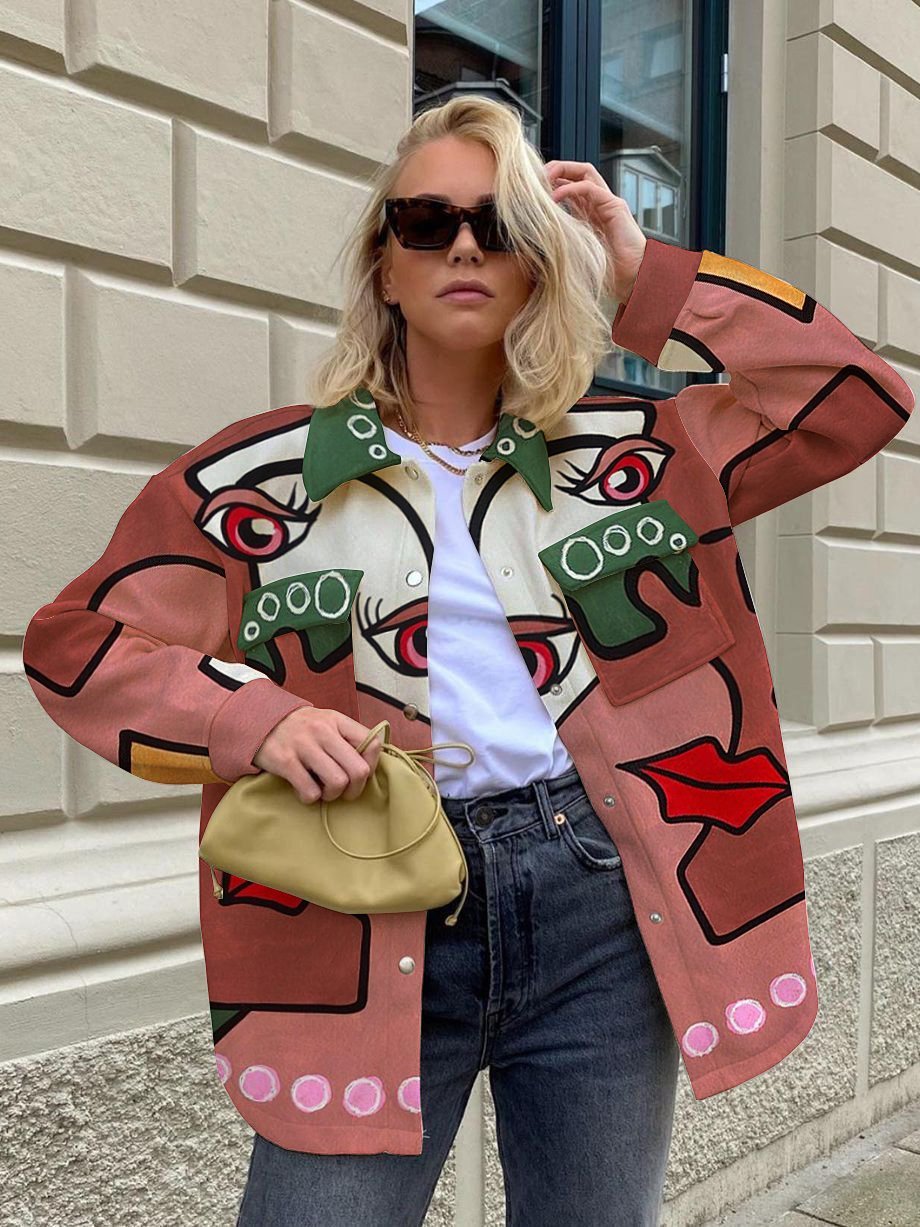 Fashion street print long sleeve jacket