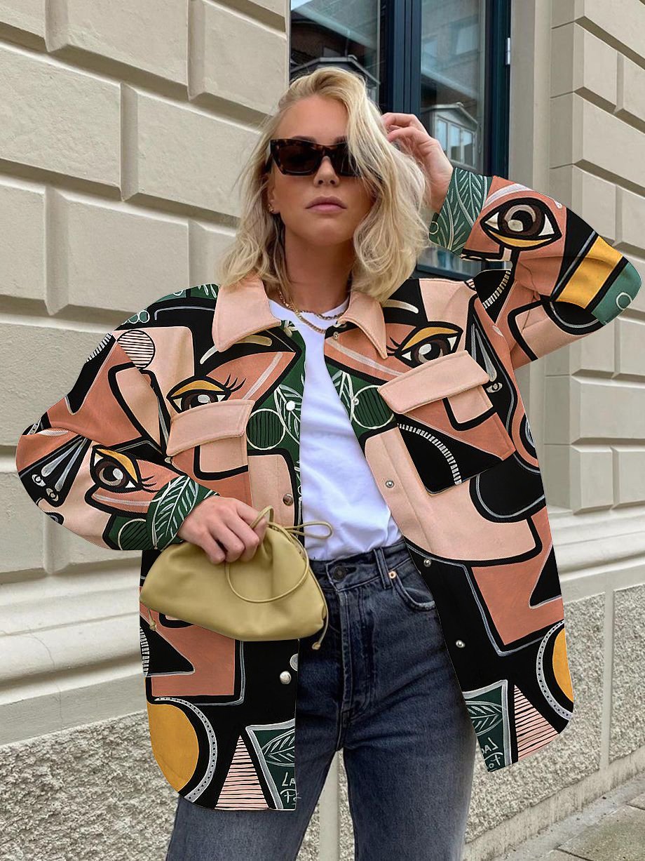 Fashion street print long sleeve jacket