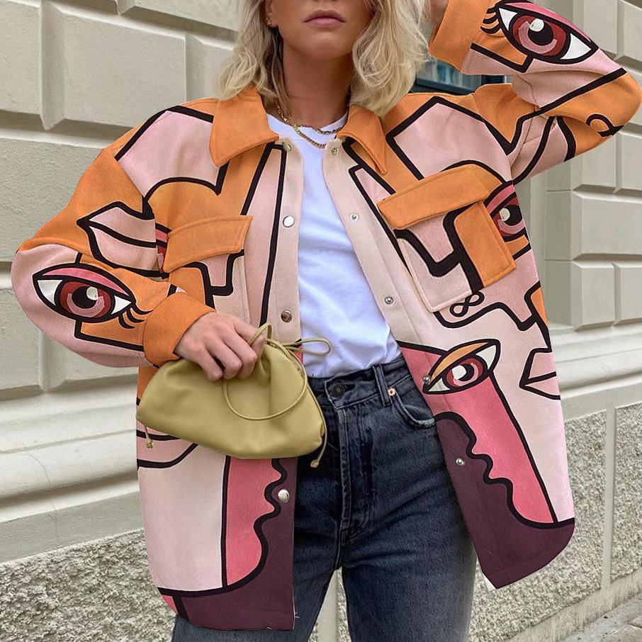 Fashion street print long sleeve jacket