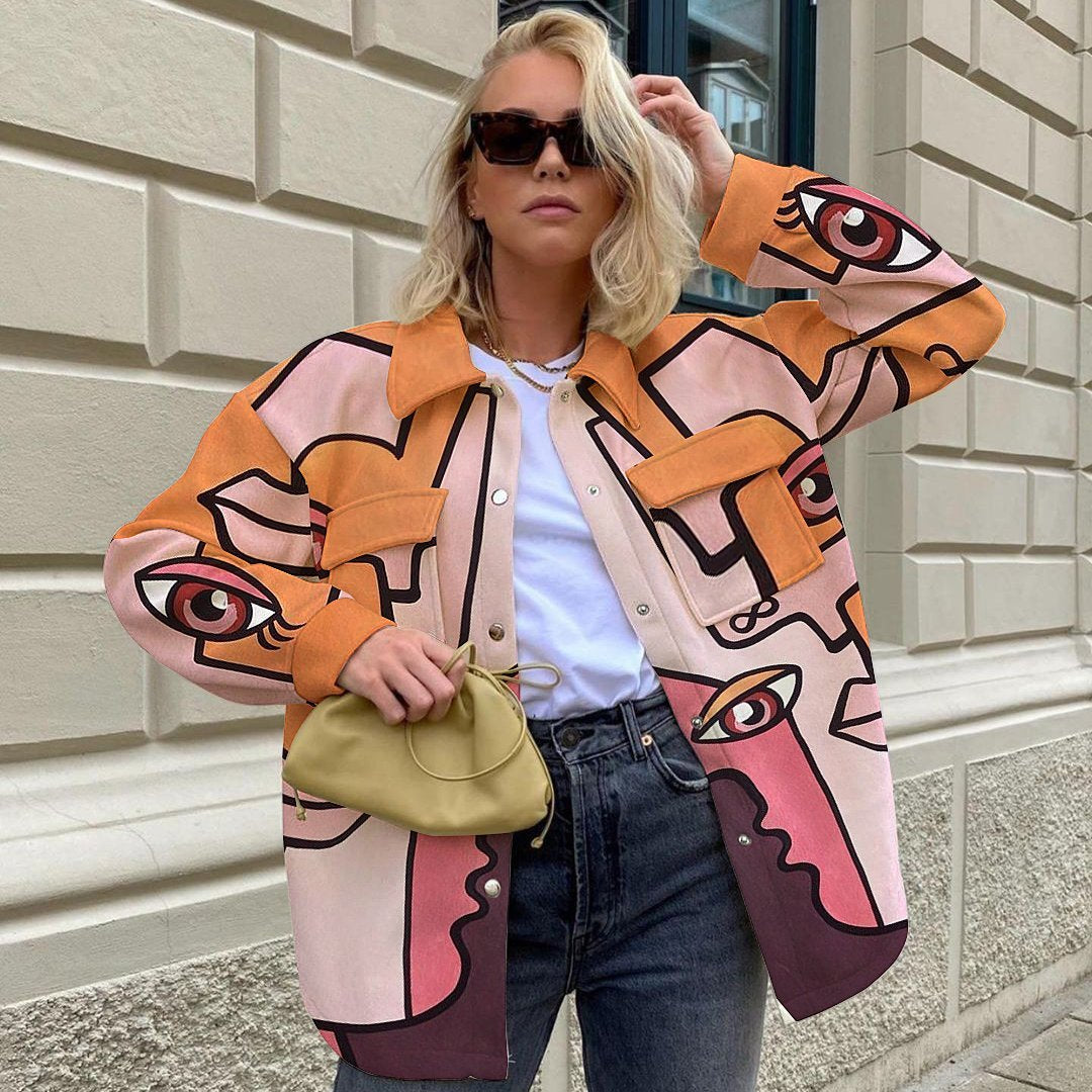 Fashion street print long sleeve jacket
