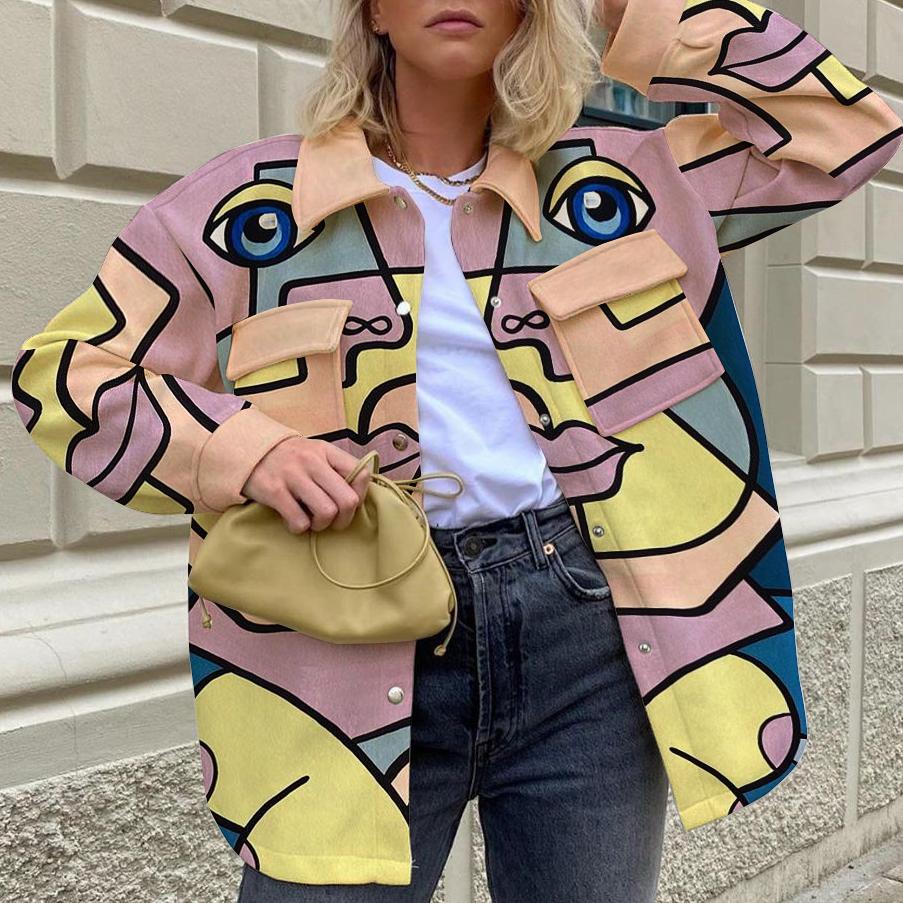 Fashion street print pocket jacket