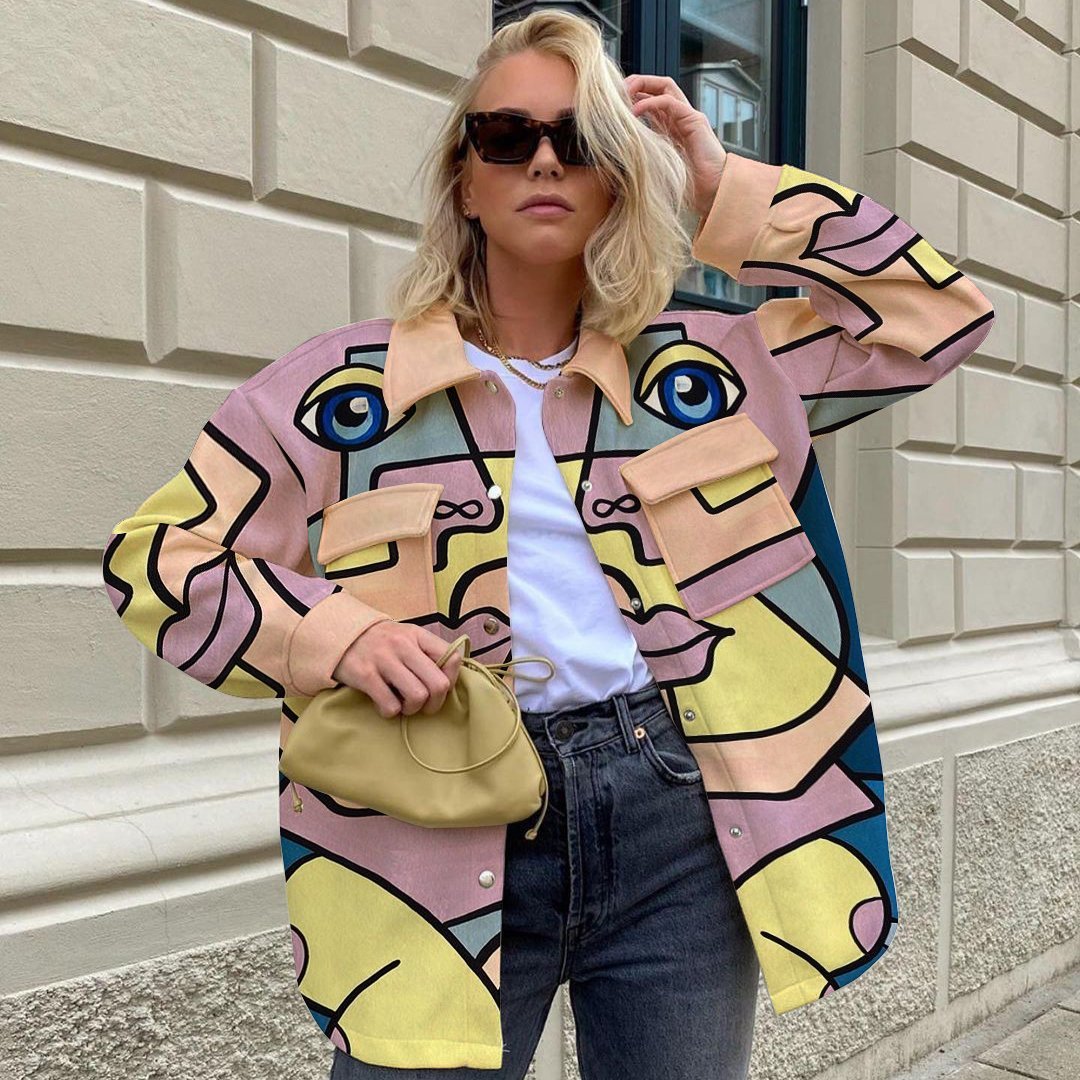 Fashion street print pocket jacket