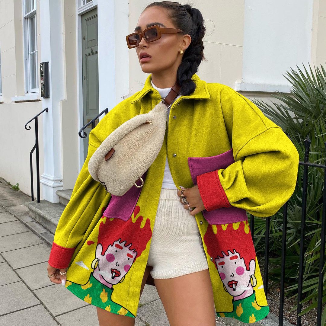 Street girl print pocket jacket