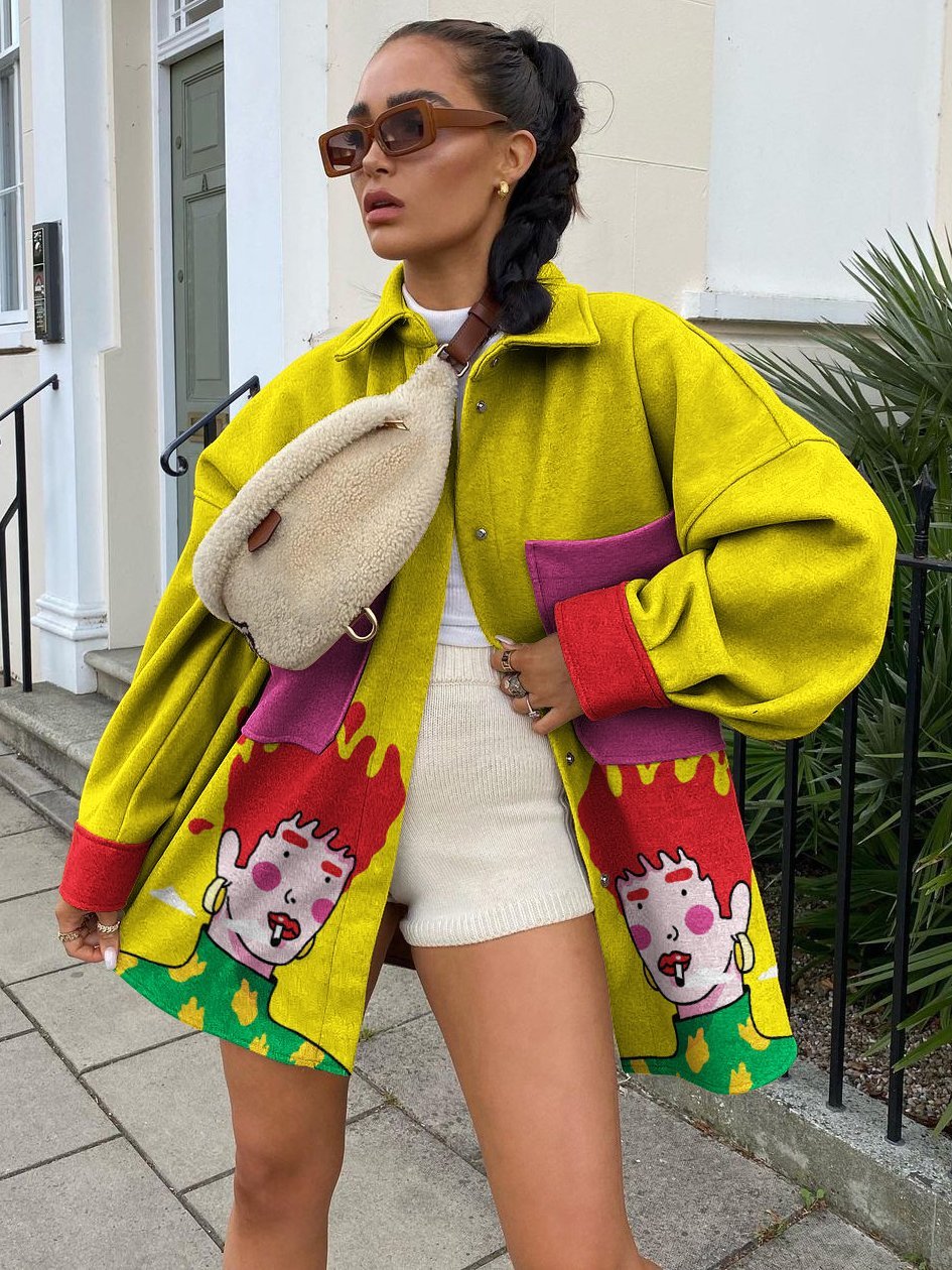 Street girl print pocket jacket