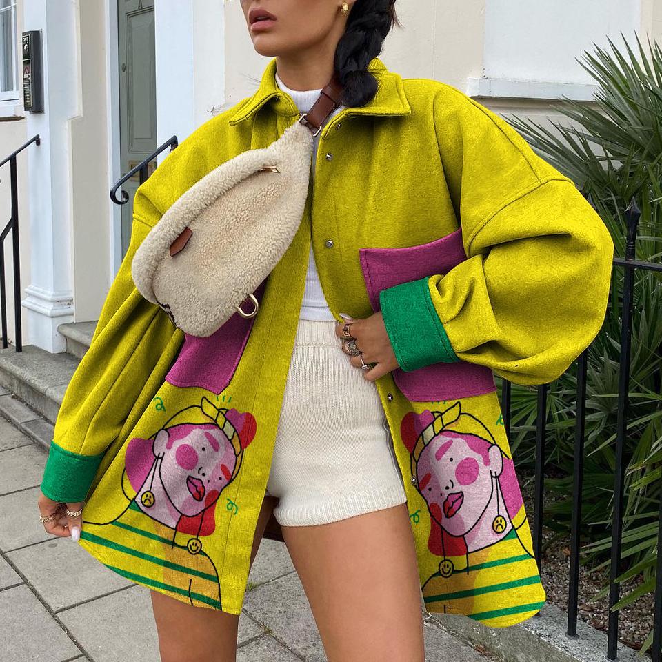 Street girl print pocket jacket