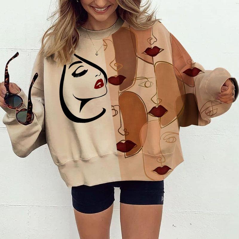 Casual print hoodie for women's fashion