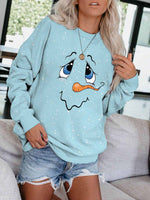 Load image into Gallery viewer, Women&#39;s Cute Snowman Face Print Long Sleeve Sweatshirt
