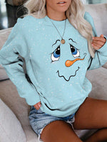 Load image into Gallery viewer, Women&#39;s Cute Snowman Face Print Long Sleeve Sweatshirt
