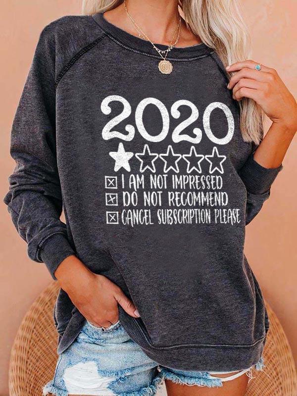 Women's 2020 I AM NOT IMPRESSED Letter Print Sweatshirt