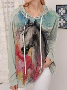 Women's Casual Pattern Horse Print Sweatshirt