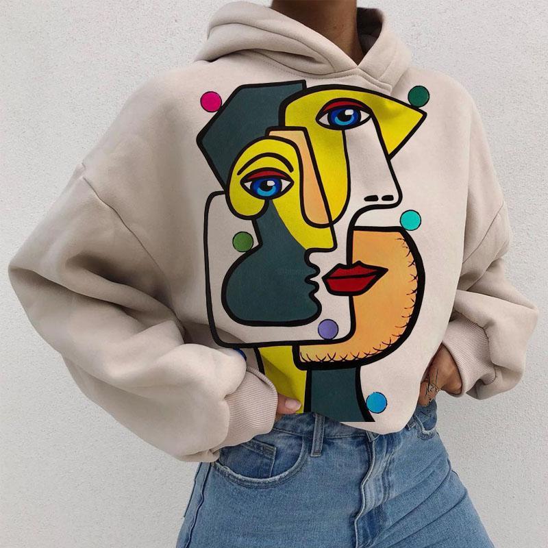 Casual print hoodie for women's fashion