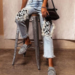 Load image into Gallery viewer, Women&#39;s Cow Ripped Patchwork Slim Jeans
