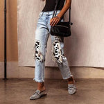 Load image into Gallery viewer, Women&#39;s Cow Ripped Patchwork Slim Jeans
