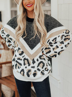 Load image into Gallery viewer, Women&#39;s Leopard Print Casual Knit Sweater

