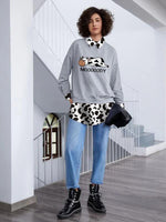 Load image into Gallery viewer, Women&#39;s Cow Print Lapel Sweatshirt
