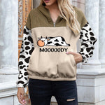 Load image into Gallery viewer, Women&#39;s Cow Print Crew Neck Sweatshirt
