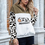 Load image into Gallery viewer, Women&#39;s Cow Print Crew Neck Sweatshirt
