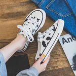 Load image into Gallery viewer, Women&#39;s Graffiti Cow Canvas Shoes
