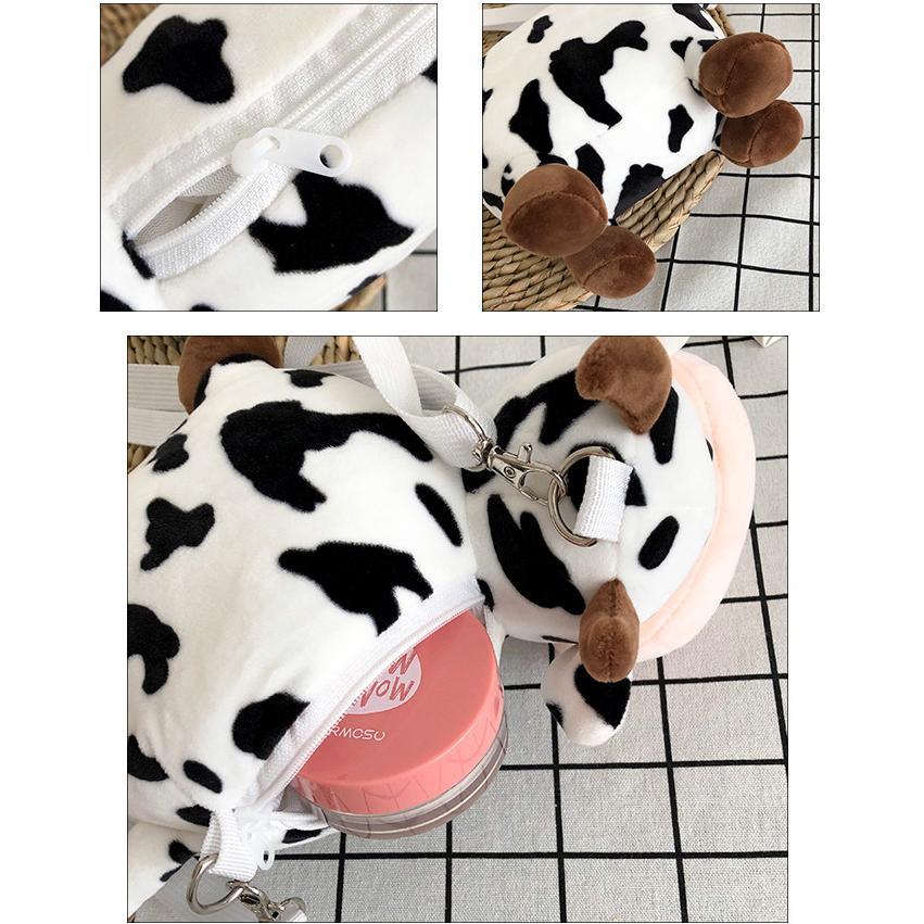 Cow plush bag personality cute messenger bag student cartoon mobile phone shoulder bag