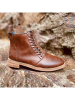 Load image into Gallery viewer, Ladies Round Toe Lace Flat Heel Martin Boots
