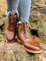 Load image into Gallery viewer, Ladies Round Toe Lace Flat Heel Martin Boots
