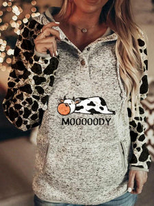 Women's MOOOOODY Cow Print Casual Hoodie