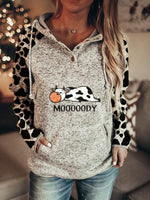 Load image into Gallery viewer, Women&#39;s MOOOOODY Cow Print Casual Hoodie

