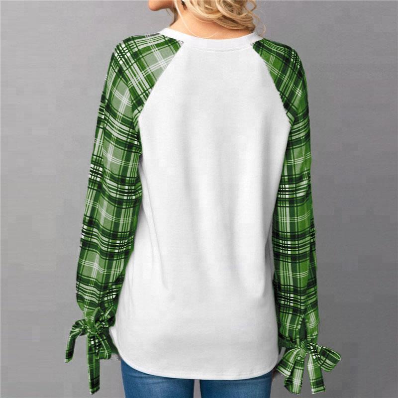 Women's four-leaf clover cow print casual sweatshirt