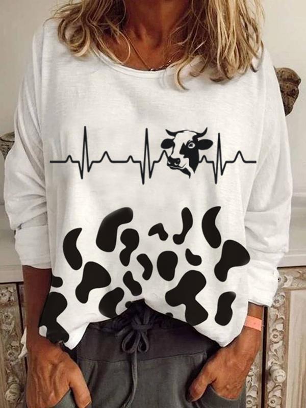 Women's Cow Print Long Sleeve T-shirt
