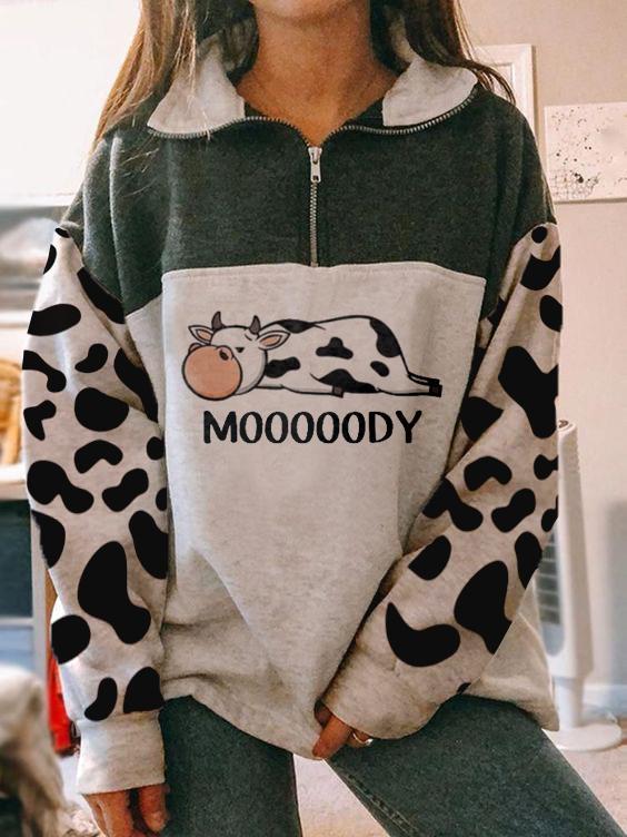 Women's Cute Cow Print Sweatshirt