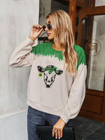 Load image into Gallery viewer, Ladies Cow Print Sweatshirt
