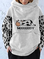 Load image into Gallery viewer, Ladies loose cow print patchwork sweatshirt
