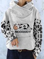 Load image into Gallery viewer, Ladies loose cow print patchwork sweatshirt
