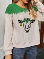Load image into Gallery viewer, Ladies Cow Print Sweatshirt
