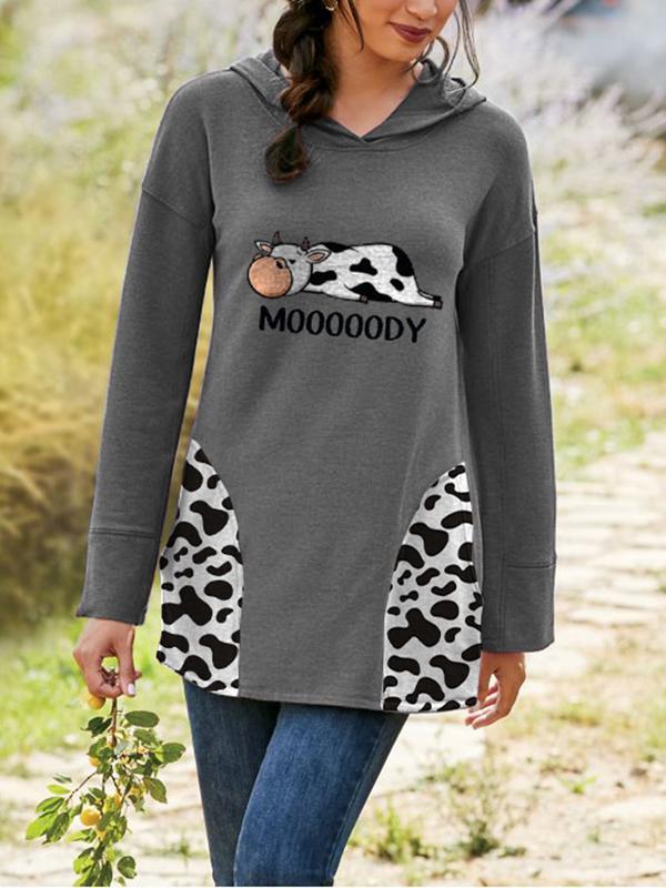 Women's Casual MoooooDY Cow Print Pocket Top