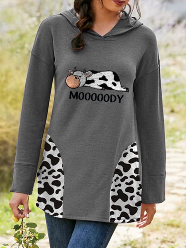 Women's Casual MoooooDY Cow Print Pocket Top