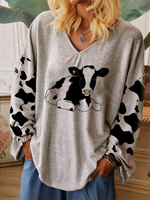 Load image into Gallery viewer, Ladies loose cow print patchwork sweatshirt

